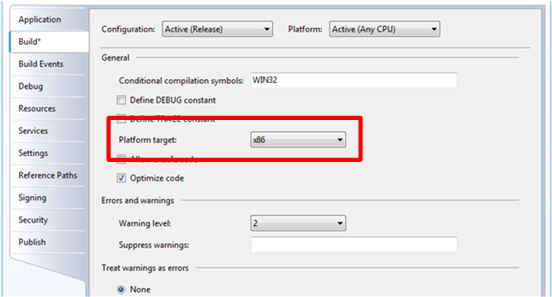 Visual Studio Compilation Target Platform Setting- 32 vs. 64 bit